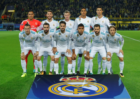 Real Madrid starting lineup vs Borussia Dortmund for the Champions League game at the Signal Iduna Park in 2017