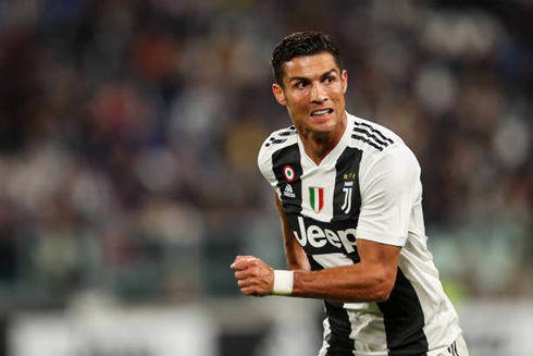 Cristiano Ronaldo making an ugly face in a Juventus match