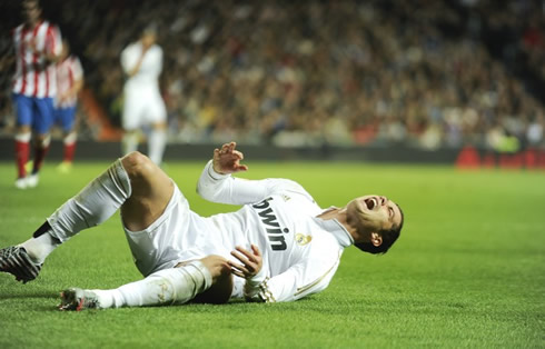 Cristiano Ronaldo screaming in pain against Atletico Madrid