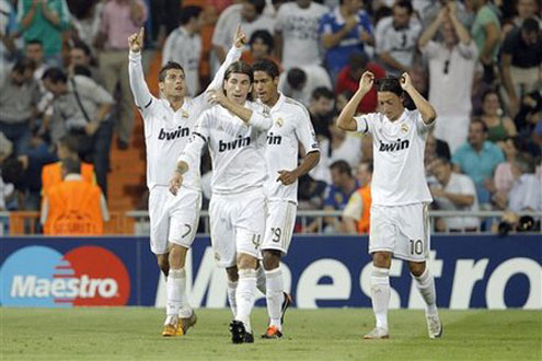 Cristiano Ronaldo celebrating his goal against Ajax, in the UEFA Champions League 2011-2012