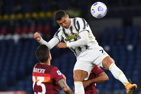 Cristiano Ronaldo header to equalize the game at 2-2 in AS Roma vs Juventus