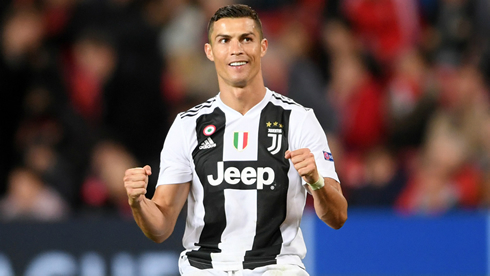 Cristiano Ronaldo celebrates his two goals for Juventus against Empoli
