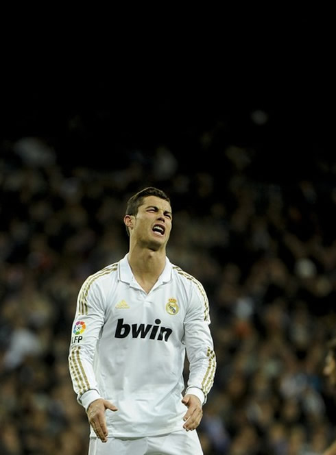 Cristiano Ronaldo crying during a Real Madrid game in 2012