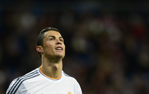 Cristiano Ronaldo smiling and looking up