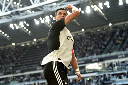 Cristiano Ronaldo jumps to celebrate Juventus goal