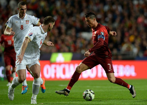 Cristiano Ronaldo stepover skills vs Ivanovic in Portugal vs Serbia