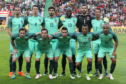 Portugal line-up against Belgium, in a friendly international in March of 2016