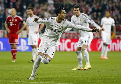 Cristiano Ronaldo reaction after scoring the 0-4 against Bayern Munich in Champions League 2014 semi-finals