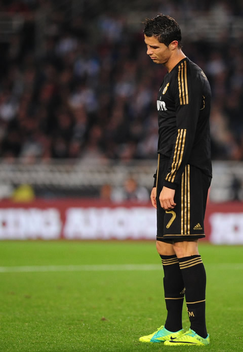 Cristiano Ronaldo makes a sad face in a La Liga match in 2011/2012