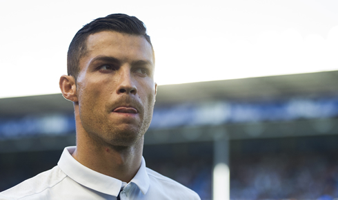 Cristiano Ronaldo biting his tongue ahead of a Real Madrid game