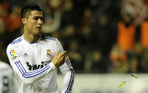 Cristiano Ronaldo throwing lighters to the crowd