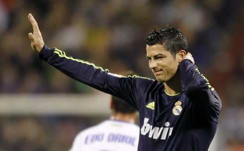 Cristiano Ronaldo disappointed with himself, during the match between Zaragoza and Real Madrid, for La Liga 2012-2013
