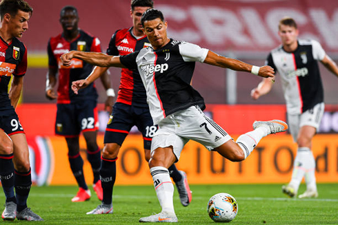 Cristiano Ronaldo shooting with his left foot