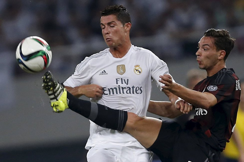 Cristiano Ronaldo playing in Real Madrid vs AC Milan friendly during the 2015-16 pre-season