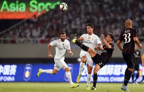 Cristiano Ronaldo in action in Real Madrid 0-0 AC Milan, in 2015