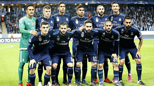 Real Madrid starting eleven in their away fixture in Sweden, against Malmo in September of 2015