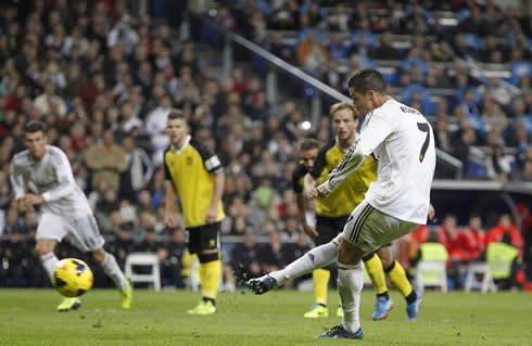 Cristiano Ronaldo scoring another goal from the penalty-kick mark