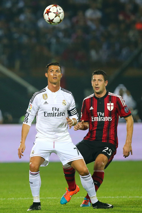 Cristiano Ronaldo wearing the captain's armband in a Real Madrid vs AC Milan friendly at the end of 2014