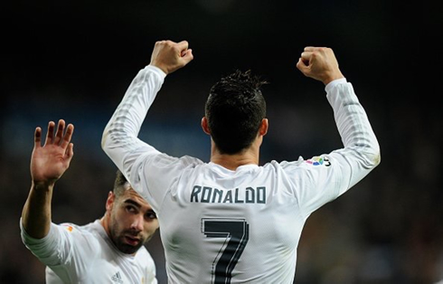 Cristiano Ronaldo and Carvajal celebrate with the fans