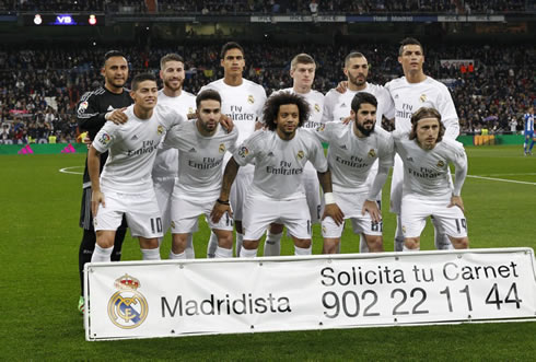 Real Madrid line-up vs Espanyol, in a La Liga fixture in 2016