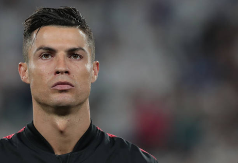 Cristiano Ronaldo focused for the game between Juventus and Napoli in 2019