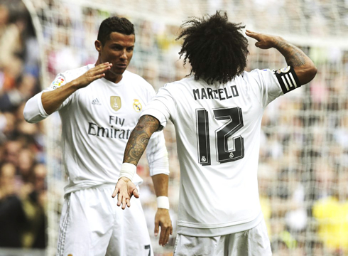 Cristiano Ronaldo general celebration with Marcelo, in Real Madrid 2015-2016