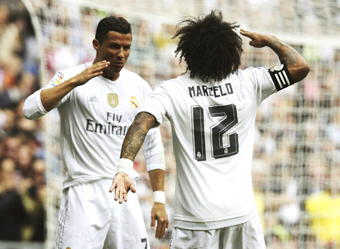 Cristiano Ronaldo general celebration with Marcelo, in Real Madrid 2015-2016