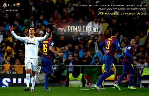 Cristiano Ronaldo vs Barcelona. 'We must accept finite disappointment, but must never lose infinite hope', by Martin Luther King. Wallpaper in HD (1600x1200)