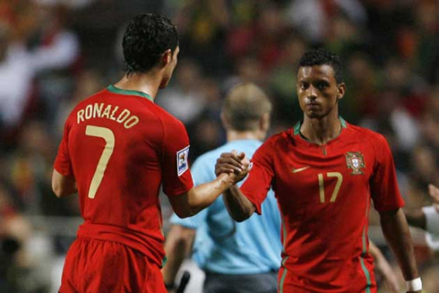 Cristiano Ronaldo and Nani playing for Portugal at the EURO 2012
