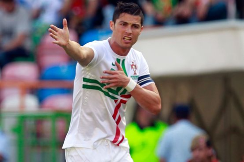Cristiano Ronaldo reaction during a game for Portugal, at the EURO 2012
