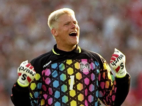 Peter Schmeichel celebrating EURO 1992 Championship, for Denmark