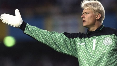 Peter Schmeichel playing for Denmark in the EURO 1992