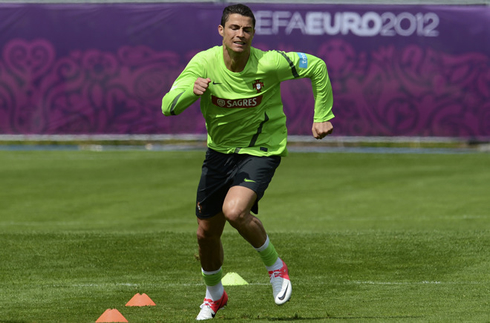 Cristiano Ronaldo running in training, for the EURO 2012