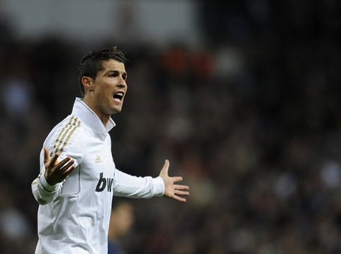 Cristiano Ronaldo frustrated in the Santiago Bernabéu, during a Real Madrid game in 2012