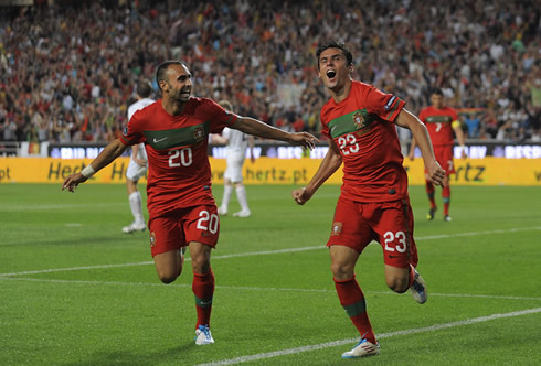 Carlos Martins and Hélder Postiga representing Portugal