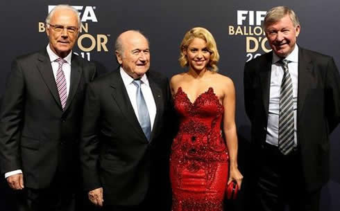 Beckenbauer, Blatter, Shakira and Sir Alex Ferguson at FIFA Balon d'Or 2011-2012 gala/ceremony