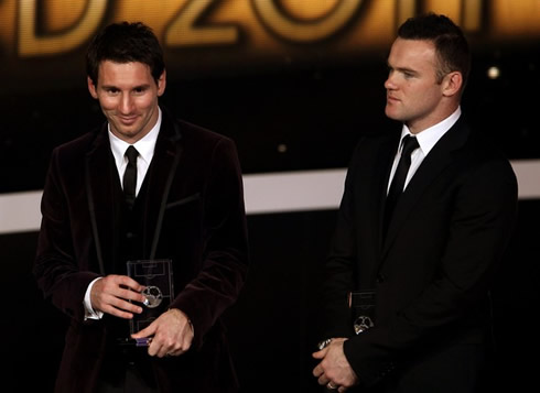 Lionel Messi and Wayne Rooney at FIFA Balon d'Or 2011-2012 gala and ceremony