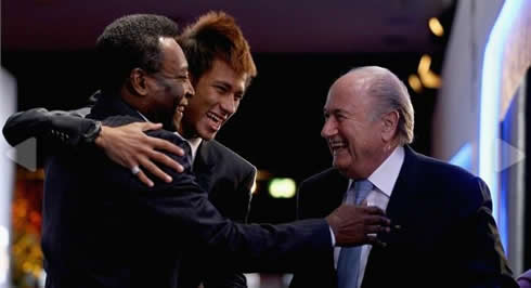 Neymar, Pelé and Joseph Blatter, at FIFA's Balon d'Or 2011-2012 awards