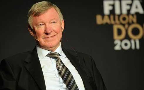 Sir Alex Ferguson smiling at FIFA Balon d'Or 2011-2012 interview