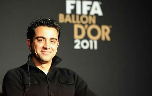Xavi Hernández smiling at FIFA Balon d'Or 2011-2012 gala and ceremony