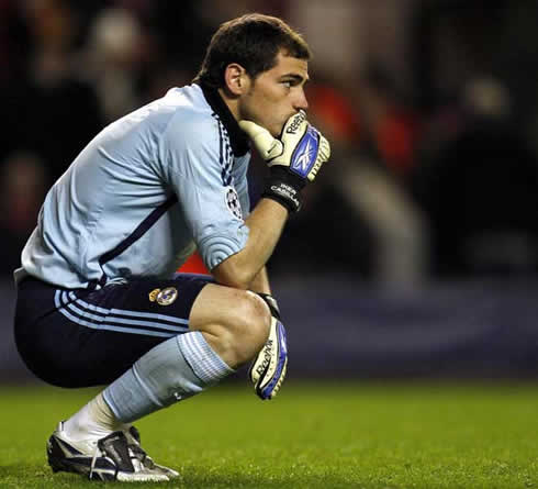 Iker Casillas looking unhappy at Real Madrid, in 2011-2012