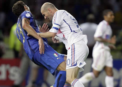 Zinedine Zidane, head butt to Marco Materazzi (assault), in France vs Italy, World Cup final in 2006