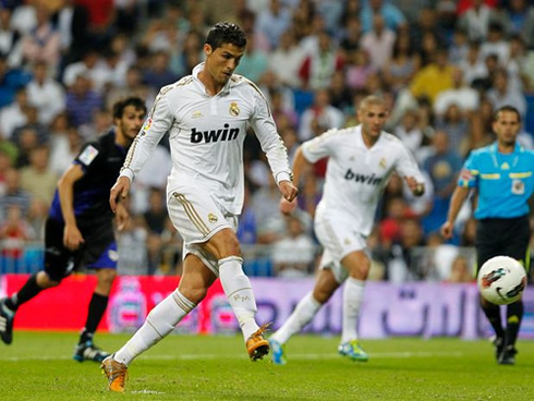 Cristiano Ronaldo class, taking a penalty kick for Real Madrid
