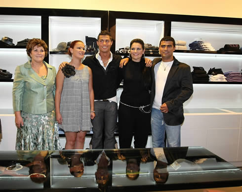 Cristiano Ronaldo with his mother, his two sisters and his brother in law