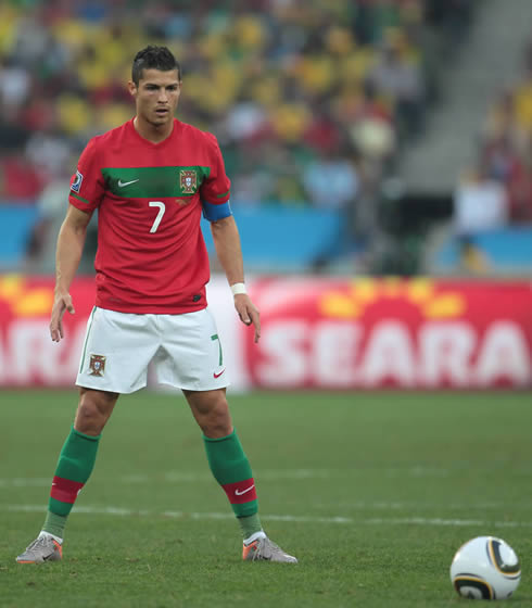 Cristiano Ronaldo free-kick stance in a Portugal game