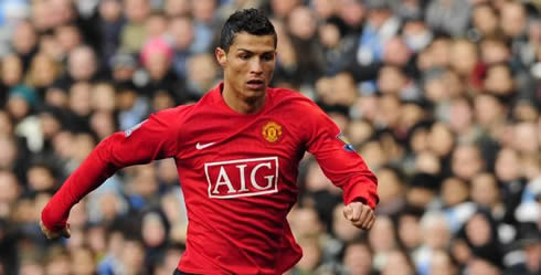 Cristiano Ronaldo playing in England for Man Utd, at Old Trafford