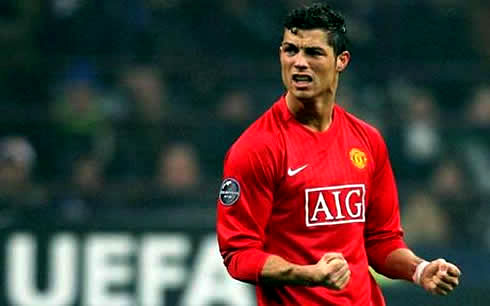 Cristiano Ronaldo showing his love for Manchester United, as he celebrates another goal for the club, with rage