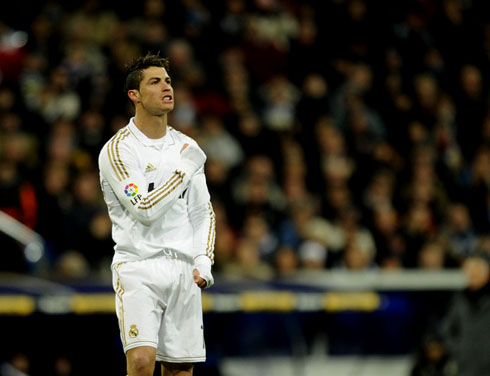 Cristiano Ronaldo feeling he got close to goal, in a Real Madrid game for La Liga, in 2012