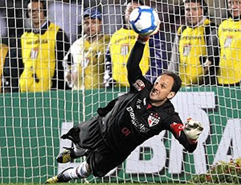 Rogério Ceni, São Paulo goalkeeper, defending a penalty kick