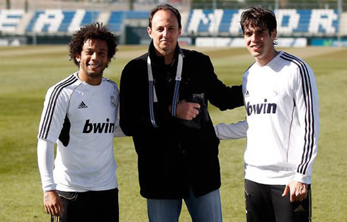 Rogério Ceni with Marcelo and Ricardo Kaká, at Real Madrid, in 2012